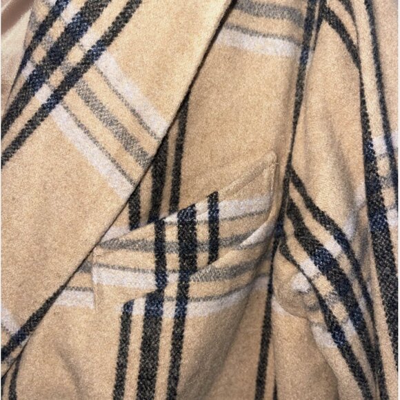 ASOS Women's oversized plaid beige button down coat US 10 - Picture 3 of 6